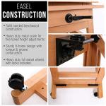 U.S. Art Supply Double Rocker Crank Heavy Duty Extra Large Wooden Studio Floor Standing Easel - Double Mast Adjustable H-Frame Art Easel for Painting, Canvas Holder, Display Stand with Locking Wheels