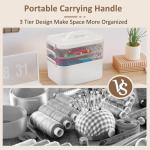 Gifhomfix 3-Layer Plastic Craft Organizers and Storage Box with Removable Trays, Storage Containers with lids and Handle, Art Supply Storage Organizer for Organizing Bead, Sewing, Tool