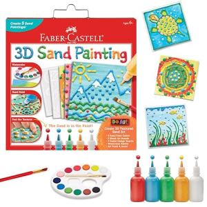 Faber-Castell 3D Sand Painting Kit for Kids: Create 5 Sand Art Pictures, DIY Arts and Crafts for Kids Ages 6-8+, Art Projects and Gifts for Girls and Boys, Red, Yellow, Green, Blue and White
