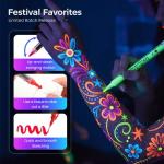 Glow Face and Body Paint Markers Set, Glow Body Face Paint Pens Set For Halloween Party Art Makeup (12 Color)