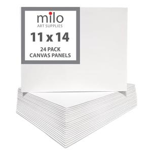 milo Canvas Panel Boards for Painting | 11x14 inches | 24 Pack of Flat Canvas Panels, Primed & Ready to Paint Art Supplies for Acrylic, Oil, Mixed Wet Media, & Pouring, Bulk Painting Party Pack