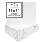 milo Canvas Panel Boards for Painting | 11x14 inches | 24 Pack of Flat Canvas Panels, Primed & Ready to Paint Art Supplies for Acrylic, Oil, Mixed Wet Media, & Pouring, Bulk Painting Party Pack