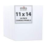 milo Canvas Panel Boards for Painting | 11x14 inches | 24 Pack of Flat Canvas Panels, Primed & Ready to Paint Art Supplies for Acrylic, Oil, Mixed Wet Media, & Pouring, Bulk Painting Party Pack