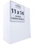 milo Canvas Panel Boards for Painting | 11x14 inches | 24 Pack of Flat Canvas Panels, Primed & Ready to Paint Art Supplies for Acrylic, Oil, Mixed Wet Media, & Pouring, Bulk Painting Party Pack