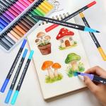 SZTCECDM 24Color Dual-Tip Art Markers Set, Fine & Brush Tips for Adult Coloring Books, Watercolor & Drawing Pens, Artist Marker Pens for Illustration, Sketching, Journal
