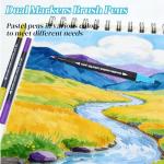 SZTCECDM 24Color Dual-Tip Art Markers Set, Fine & Brush Tips for Adult Coloring Books, Watercolor & Drawing Pens, Artist Marker Pens for Illustration, Sketching, Journal