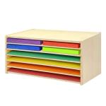 PROLEE Construction Paper Organizer 20" x 13", 6-Tier Paper Storage Rack,Wooden Papers Storage Shelf for 12" x 18" and 9" x 12" Size Papers,Desk Organizer for Home Office