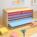 PROLEE Construction Paper Organizer 20" x 13", 6-Tier Paper Storage Rack,Wooden Papers Storage Shelf for 12" x 18" and 9" x 12" Size Papers,Desk Organizer for Home Office