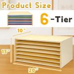 PROLEE Construction Paper Organizer 20" x 13", 6-Tier Paper Storage Rack,Wooden Papers Storage Shelf for 12" x 18" and 9" x 12" Size Papers,Desk Organizer for Home Office
