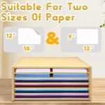 PROLEE Construction Paper Organizer 20" x 13", 6-Tier Paper Storage Rack,Wooden Papers Storage Shelf for 12" x 18" and 9" x 12" Size Papers,Desk Organizer for Home Office