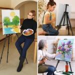 2 Pack Adjustable Art Easel Stand for Painting & Display, 17-66in Aluminum Metal Tripod with Carry Bag, Portable Travel Easel for Adults Artists
