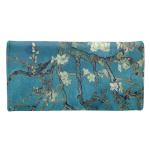 Jolamirel Almond Blossom Women's Vintage Leather Long Tri-fold Wallet, Flowers Leather Wallets Oil Painting Art Checkbook Wallet with ID Card Transparent Slot
