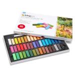 KINGART 50-Piece Soft Pastels, 48 Colors, Extra Free Black & White, Square Chalk for Drawing, Blending, Layering, Shading, Pastels Art Supplies