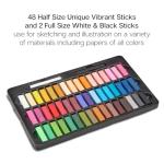 KINGART 50-Piece Soft Pastels, 48 Colors, Extra Free Black & White, Square Chalk for Drawing, Blending, Layering, Shading, Pastels Art Supplies