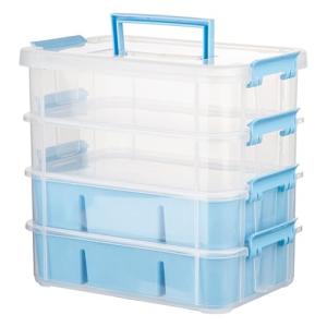 CraftGenes Art Supply Storage Organizer with 2 Removable Trays, 4-Layer 11QT Durable Craft Organizers and Storage for Sewing, Tool, Office Supplies, Art, Craft Supplies