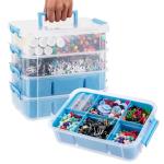 CraftGenes Art Supply Storage Organizer with 2 Removable Trays, 4-Layer 11QT Durable Craft Organizers and Storage for Sewing, Tool, Office Supplies, Art, Craft Supplies
