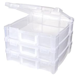 ArtBin 6913ZZ 12" x 12" Portable Art & Craft Organizer with Handle 3-Pack, [3] Plastic Storage Cases, Clear