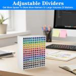 Xaajooio Marker Organizer Holder for 180 Markers, Art Supply Storage Rack with Adjustable Dividers, Desktop Pen Holder for Colored Pencils and Brushes, White