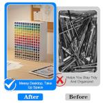 Xaajooio Marker Organizer Holder for 180 Markers, Art Supply Storage Rack with Adjustable Dividers, Desktop Pen Holder for Colored Pencils and Brushes, White