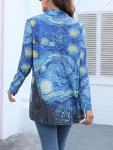 Oil Painting Shirt Van Gogh Gift Starry Night Long Open Front Cardigans for Women Long Sleeve Clothing Lightweight Sweater
