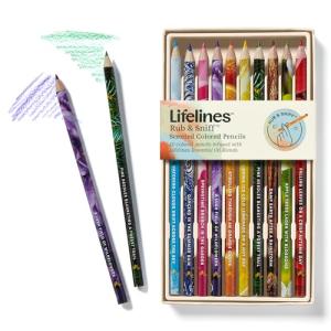 Lifelines Scented Colored Pencils, 10-Pack Classic Palette - Rub & Sniff Color Pencil Set Infused with Essential Oil Blends for Arts & Crafts, Coloring Books & School Supplies