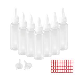 OYWOBET 8 Pcs 2oz Plastic Squeeze Bottles with Caps, Reusable Small Squeeze Bottle for Paint Art Lotion Glue Liquids Travel Kitchen and Crafts, with Small Funnel and Blank Label