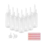 OYWOBET 8 Pcs 2oz Plastic Squeeze Bottles with Caps, Reusable Small Squeeze Bottle for Paint Art Lotion Glue Liquids Travel Kitchen and Crafts, with Small Funnel and Blank Label