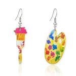 TIANBANGSHI Unique Lightweight Wood Artist Paint Brush Drop Earrings Colorful Paint Palette Charm Dangle Earrings for Women Painter Art Teacher Jewelry Gifts (color palette)