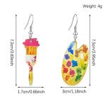 TIANBANGSHI Unique Lightweight Wood Artist Paint Brush Drop Earrings Colorful Paint Palette Charm Dangle Earrings for Women Painter Art Teacher Jewelry Gifts (color palette)