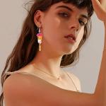 TIANBANGSHI Unique Lightweight Wood Artist Paint Brush Drop Earrings Colorful Paint Palette Charm Dangle Earrings for Women Painter Art Teacher Jewelry Gifts (color palette)