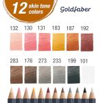 Faber-Castell Goldfaber Colored Pencils: Skin Tone Colored Pencils with Smooth Laydown, Rich Pigment, Break-Resistant Cores, Great for Portraits, Sketching & Adult Coloring (12 Count)