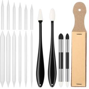 37 PCS Blending Stumps and Tortillions Paper Art Blenders 12 Blending Stumps Set 2 Blendings Sponge Pen 2 Sketch Wipers 20 Sponge Heads 1 Sandpaper Sharpeners for Artist Charcoal Sketch Drawing