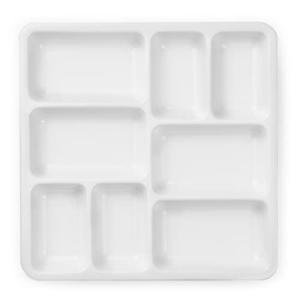 MEEDEN 8-Well Ceramic Artist Paint Palette, Square Porcelain Watercolor Palette, White Ceramic Mixing Tray for Gouache Painting, Oil Painting, Acrylic Painting & Tempera Painting, 7"× 7"× 0.9"