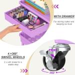 Goovilla 4 Tier Rolling Storage Carts Organizer with Removable Drawer, Stable and Sturdy Violet Rolling Utility Cart with 2 Lockable Wheels for Bathroom, Kitchen, Snack, Craft, Makeup, Baby Essentials