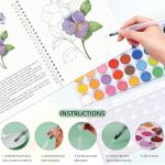 Watercolor Workbook,36 Colors Water Coloring Book, Watercolor Paint Set Portable with 2 Paint Brush,15 Beautiful Paintings for Beginners
