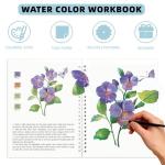 Watercolor Workbook,36 Colors Water Coloring Book, Watercolor Paint Set Portable with 2 Paint Brush,15 Beautiful Paintings for Beginners