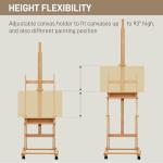 ATWORTH H Frame Art Painting Easel for Adults: Large Wooden Art Easel with Upgrade Hardware, Hold Canvas up to 93" with 4 Wheels- Professional Artist Easel for Painting