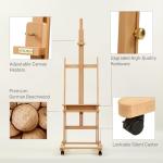 ATWORTH H Frame Art Painting Easel for Adults: Large Wooden Art Easel with Upgrade Hardware, Hold Canvas up to 93" with 4 Wheels- Professional Artist Easel for Painting
