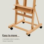 ATWORTH H Frame Art Painting Easel for Adults: Large Wooden Art Easel with Upgrade Hardware, Hold Canvas up to 93" with 4 Wheels- Professional Artist Easel for Painting