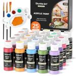 Shuttle Art Acrylic Paint Set, 25 Vintage Colours, 2oz/60ml Bottles, Rich Pigmented, Premium Acrylic Paints for Artists, Beginners and Kids on Rocks Crafts Canvas Wood Ceramic