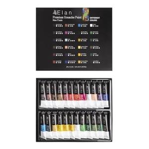 Elan Professional Gouache Paint Set, 24 Rich Colors Gouache Paint Tubes 0.4fl oz, Non-Toxic Mini Tubes for Canvas & Crafts, Art Paints for Adults