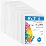 Gotideal Canvas Boards for Painting, 24pcs 16x20 Primed Canvas for Painting, Bulk Painting Canvas for Kids and Adults, White Blank Canvas Panels for Acrylic, Oil, Pour Art Supplies
