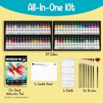 Chalkola Watercolor Paint Set - 64 Water Color Paint Tubes (12ml, 0.4oz), 10 Painting Brushes & 1 Palette, 20 WaterColor Pad | Art Supplies for Adults & Professional Artists