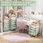 Rolling Storage Utility Cart With 4 Drawers,Kids Craft Art Cart,Makeup Organizer And Storage with Wooden Tabletop,Green
