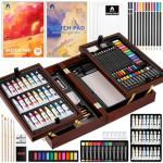 VigorFun Art Supplies, Deluxe Wooden Art Set Crafts Drawing Painting Kit with 2 Sketch Pads, Oil Pastels, Acrylic, Watercolor Paints, Creative Gifts Box for Adults Artist Kids Teens Girls