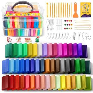 ARTpar 50 Colors Polymer Clay kit，Modeling Clay with Sculpting Tools for Starter,Oven Bake DIY Model Clay,Non-Toxic, Non-Sticky,Gift for Kids Adults