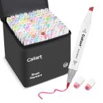Caliart Pastel Alcohol Markers Brush Tip, 100 Colors Dual Tip Coloring Marker Pen Set Brush & Chisel, Art Supplies Gift for Adults Coloring Book Artists Sketch Drawing Illustration