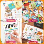 Caliart Pastel Alcohol Markers Brush Tip, 100 Colors Dual Tip Coloring Marker Pen Set Brush & Chisel, Art Supplies Gift for Adults Coloring Book Artists Sketch Drawing Illustration