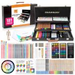COLOUR BLOCK 181 pc Mixed Media Art Set in Exquisite Wooden Case - Acrylic & Water color Paints, Sketching, Colored Pencils, Soft & Oil Pastels