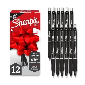 Sharpie S-Gel Drawing Pens Writing Ink For Journaling Coloring Bold Point (1.0Mm) Black Ink 12 Count
